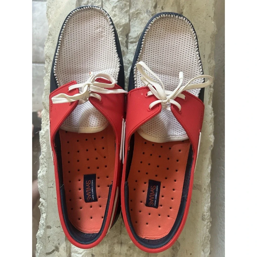 SWIMS Mens Size 10  Mesh Water Boat Pool Loafers Shoes Slip Patriotic Colors
